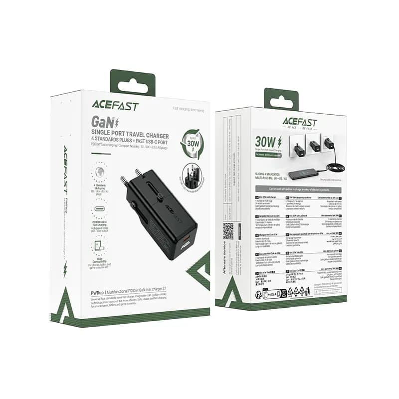 شارژر دیواری و مبدل برق ایس فست ACEFAST Z7 PD30W GaN Fast Charger توان 30 وات — تصویر ۶