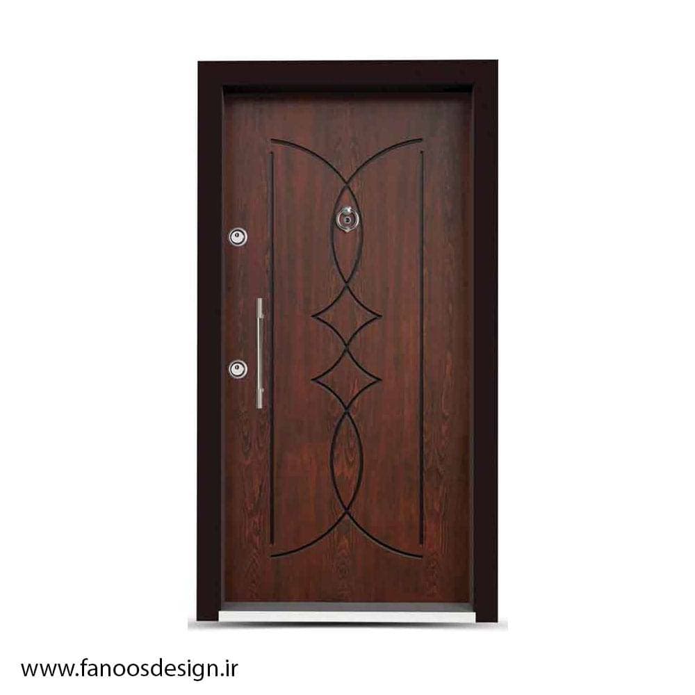 درب ضد سرقت با رویه چوب طبیعی و طراحی کلاسیک مدرن – کد MT405