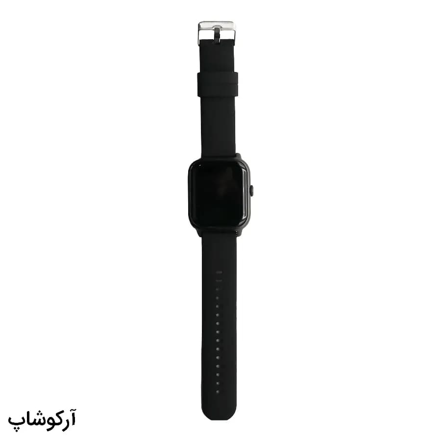 ساعت هوشمند VBand مشکی، صفحه مشکی مربعی با گوشههای گرد، بند سیلیکونی مشکی، قاب مربعی، نمایش دیجیتال، قفل سگکی فلزی مدل V2 Max — تصویر ۲