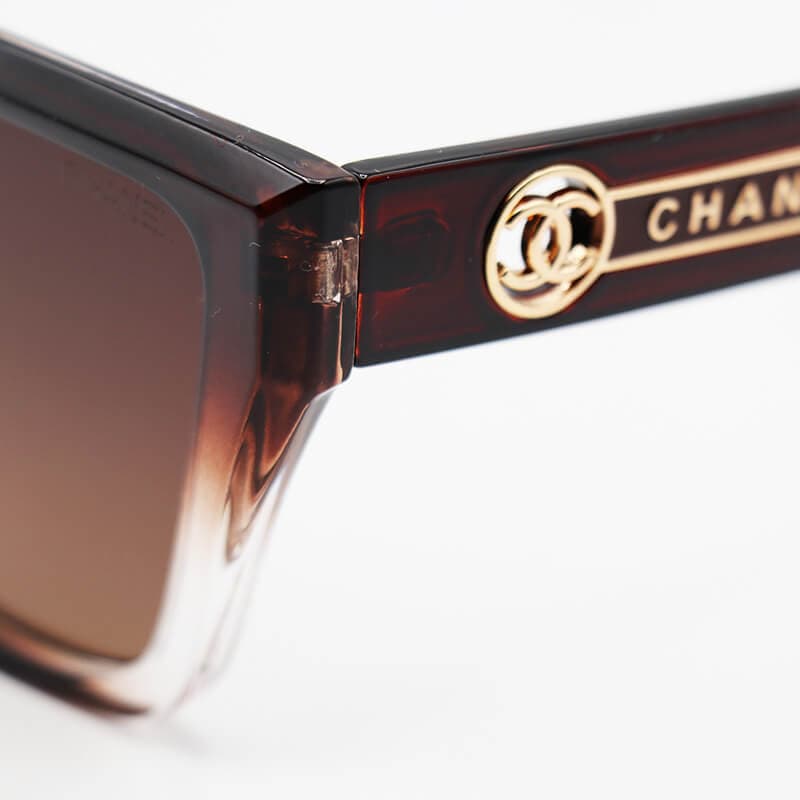 عینک آفتابی زنانه Chanel با فریم قهوه ای دو رنگ، ویفرر و لنز تیره مدل 88036 — تصویر ۵