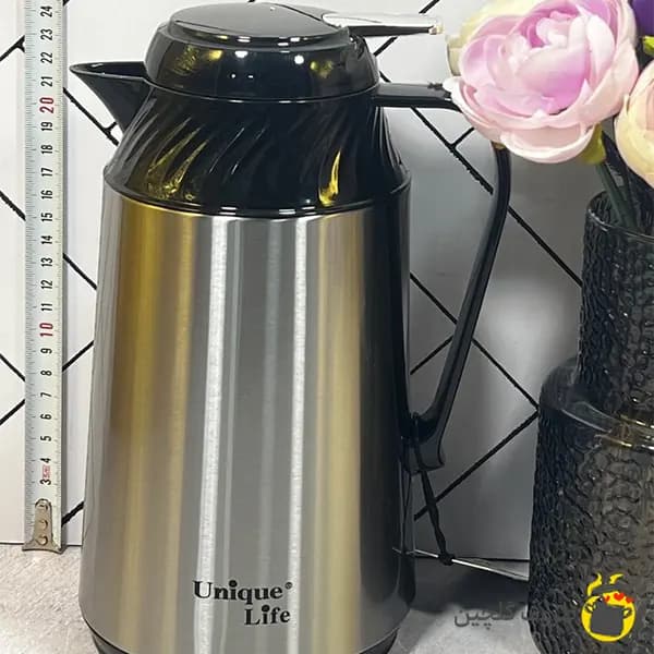 فلاکس یونیک لایف 1 لیتری – بدنه استیل – شیشه صورتی — تصویر ۲