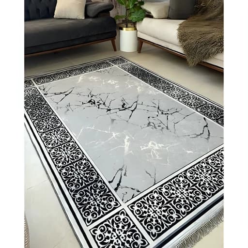 فرشینه مدرن نقرهای مخمل ضدلغزش قابل شستشو H173 (سفارش در ابعاد دلخواه) — تصویر ۲