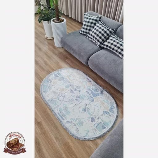 فرشینه مدرن بیضی و دایره ای جنس رویه مخمل هازان ترک q134 — تصویر ۲