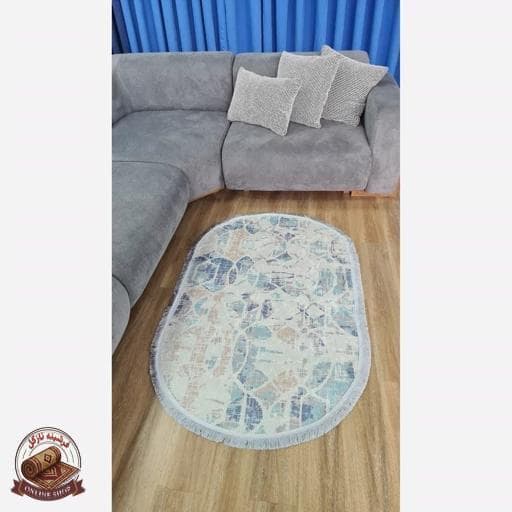 فرشینه مدرن بیضی و دایره ای جنس رویه مخمل هازان ترک q134 — تصویر ۵