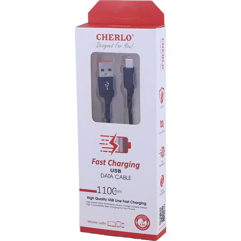 کابل تایپ سی فست شارژ 2.4 آمپر چرلو CH-TC05 طول 1.1 متر — تصویر ۵