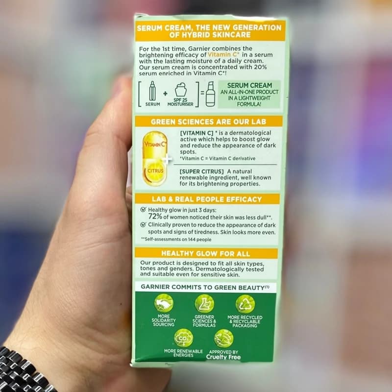 سرم کرم روشن کننده و ضدلک ویتامین سی Vitamin C 2in1 حجم 50ml گارنیر کد 1809 — تصویر ۶