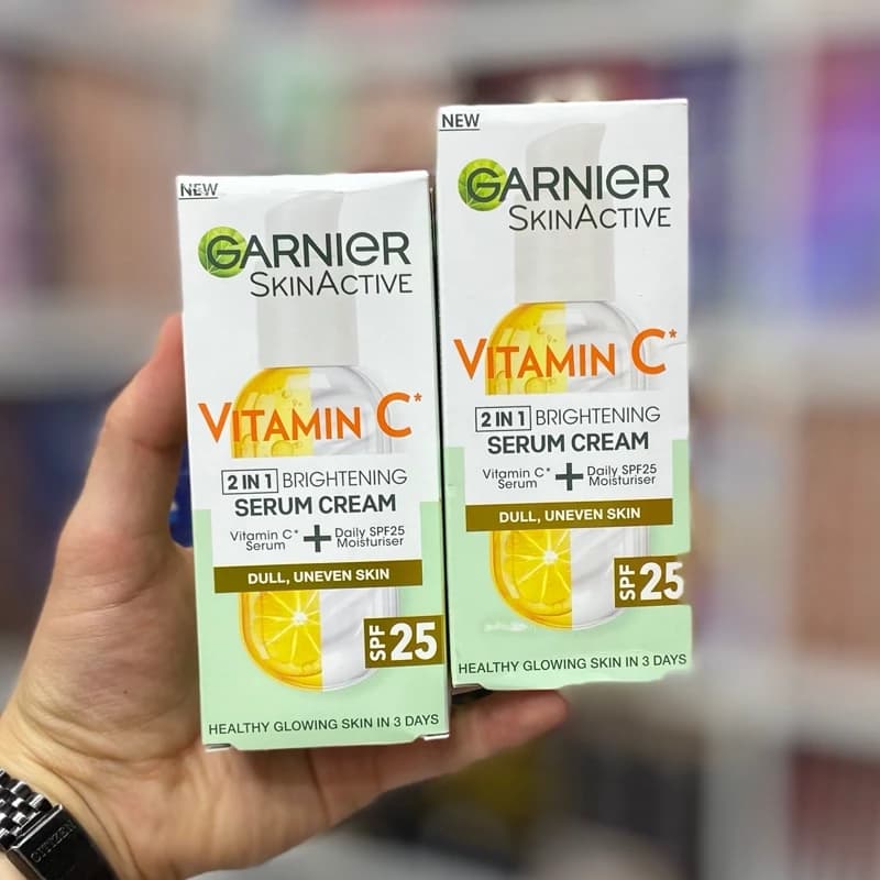 سرم کرم روشن کننده و ضدلک ویتامین سی Vitamin C 2in1 حجم 50ml گارنیر کد 1809 — تصویر ۴