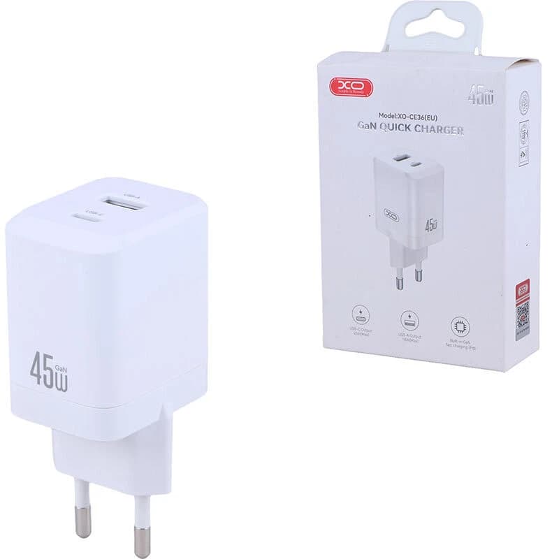 شارژر دیواری 45 وات ایکس او XO-CE36 EU GaN PD 3A