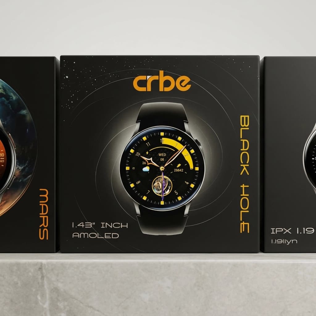 ساعت هوشمند کربی مدل CRBE Black Hole صفحه 1.43 اینچ AMOLED