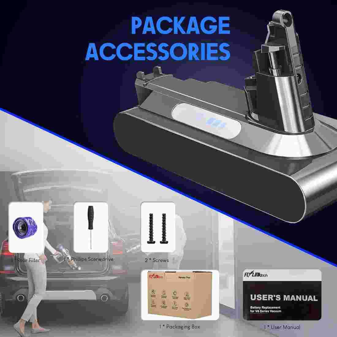 باتری جارو شارژی دایسون FLYLINKTECH V10 — تصویر ۲