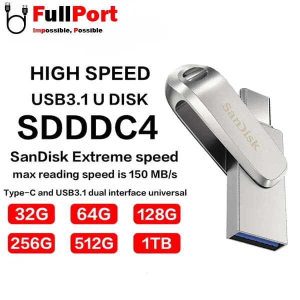 فلش سن دیسک مدل SDDDC4-128G-G46 Ultra Dual Drive Luxe OTG 2 In 1 Type C USB3.2 با ظرفیت 128 گیگابایت — تصویر ۶