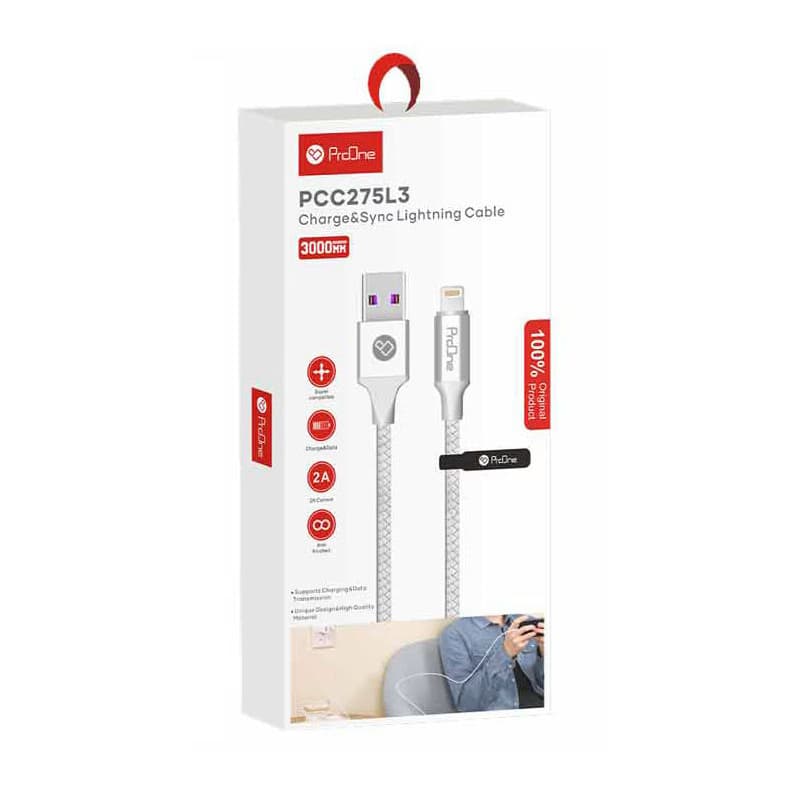 کابل شارژ لایتنینگ پرووان مدل PCC275L3 طول 3 متر — تصویر ۲