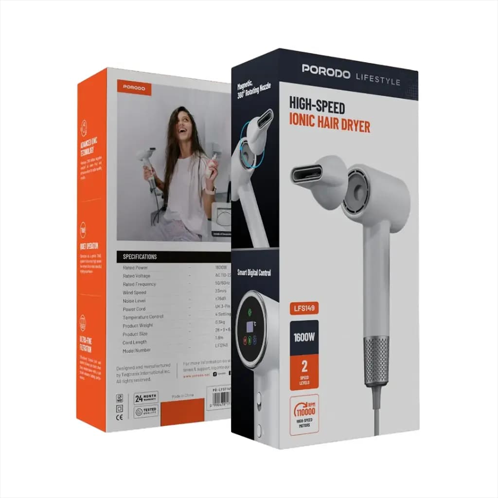 سشوار پرودو مدل Porodo Lifestyle High-Speed Ionic Hair Dryer PD-LFST149 — تصویر ۲