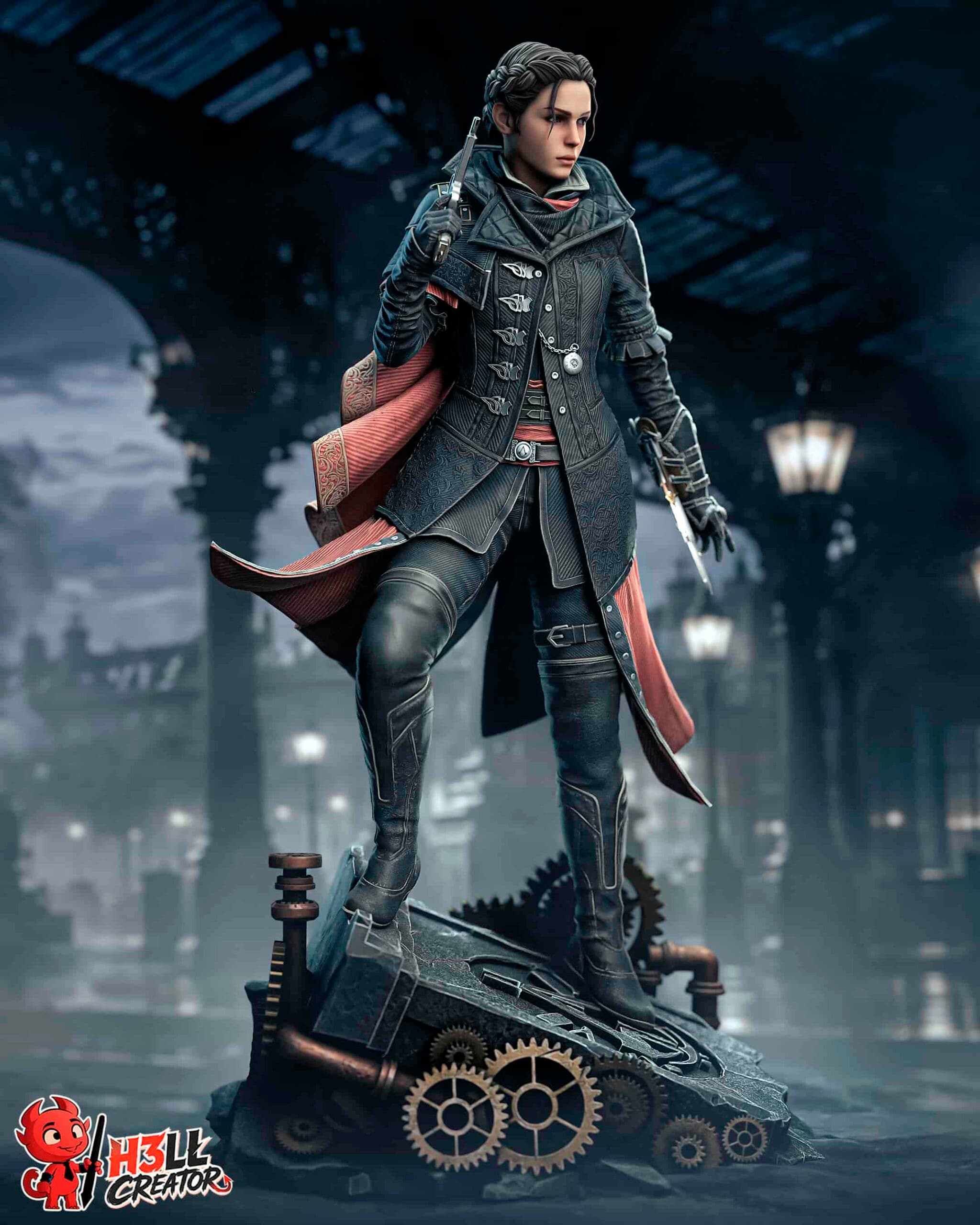 🗡️🇬🇧 فیگور ایوی فرای Evie Frye اساسینز کرید ارتفاع 40 سانتیمتر | جنس PLA+ — تصویر ۲