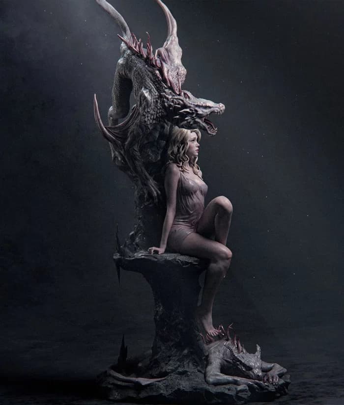 🐉 فیگور الگی و دراگون Elegy of the Wyrm ارتفاع 50 سانتیمتر | جنس PLA+ — تصویر ۲