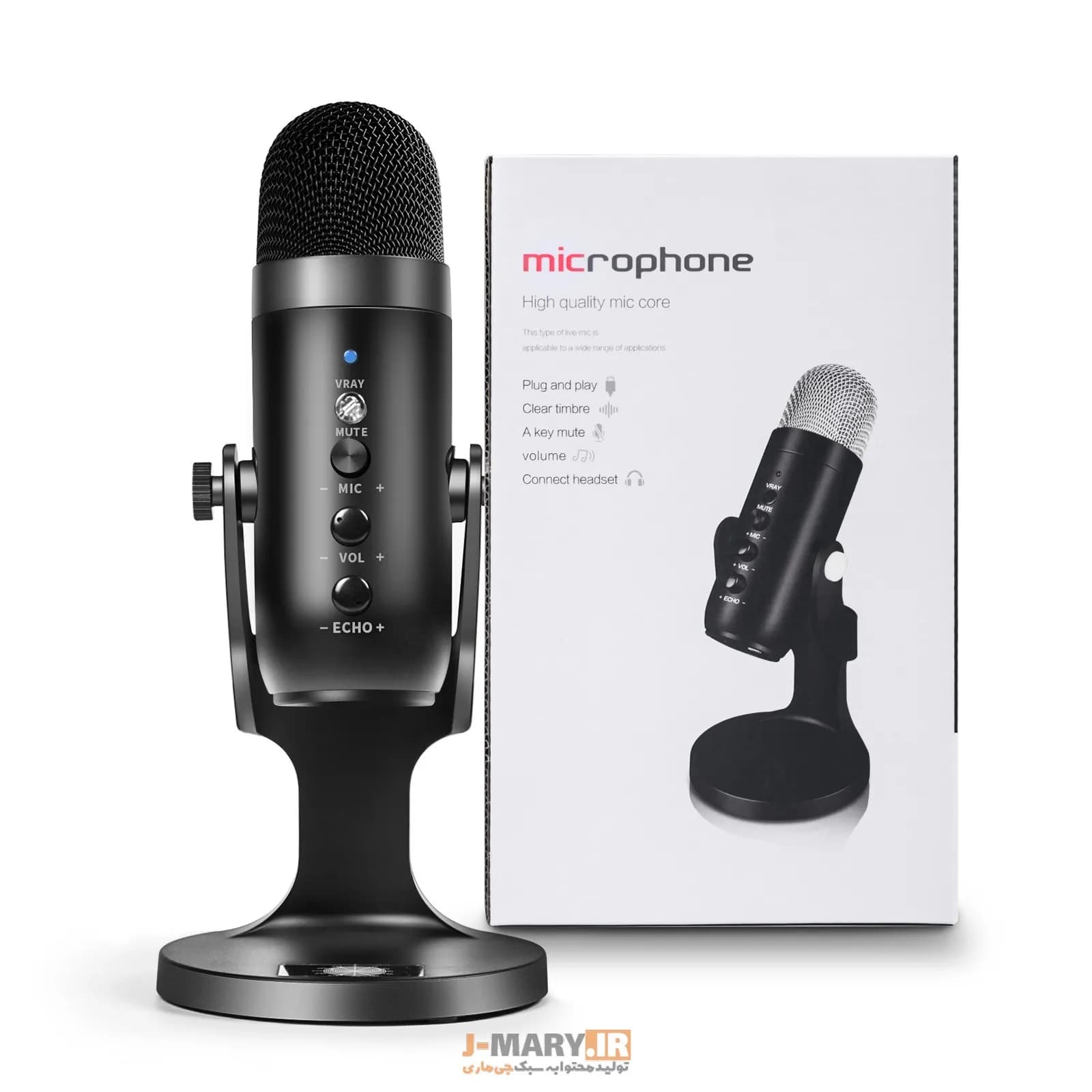 میکروفون یو اس بی جی ماری مدل Jmary MC-PW8 رومیزی حرفه ای +🎁 هدیه — تصویر ۴