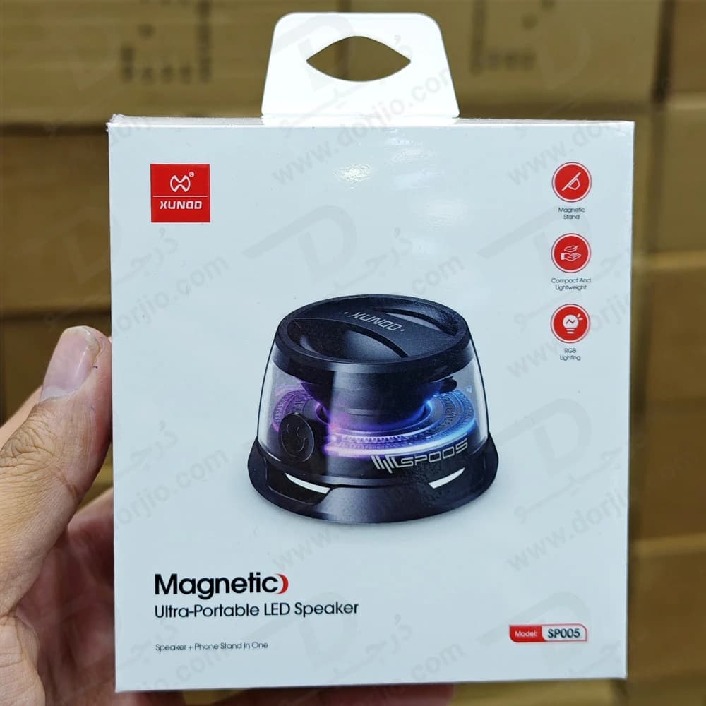 مینی اسپیکر بلوتوثی مگنتی RGB دار مدل SP005 برند XUNDD — تصویر ۲
