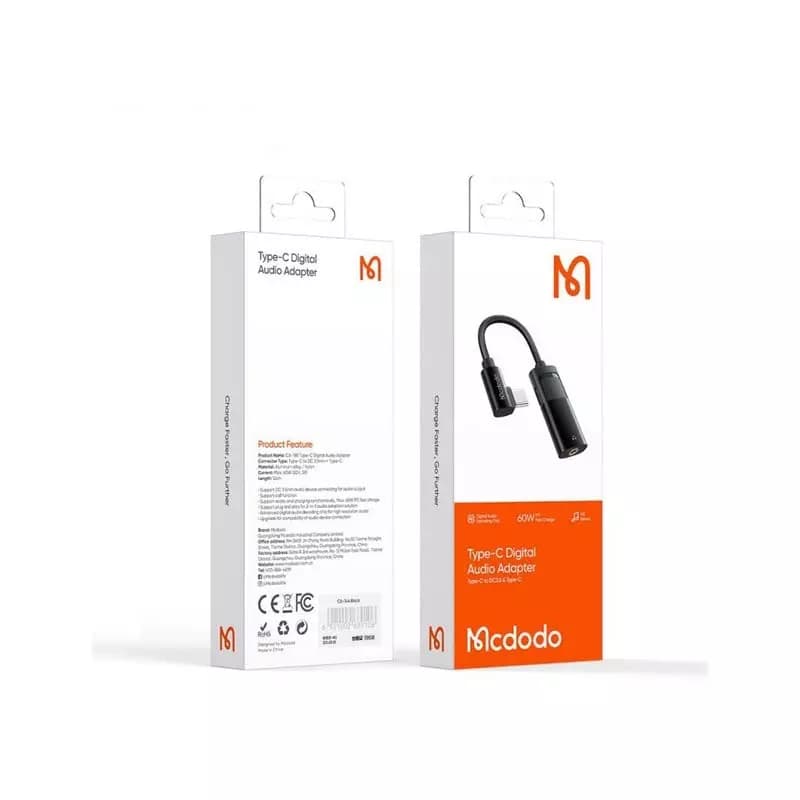 تبدیل Type C اتصال همزمان هندزفری و شارژر مک دودو Mcdodo CA-1880 توان 60 وات — تصویر ۲