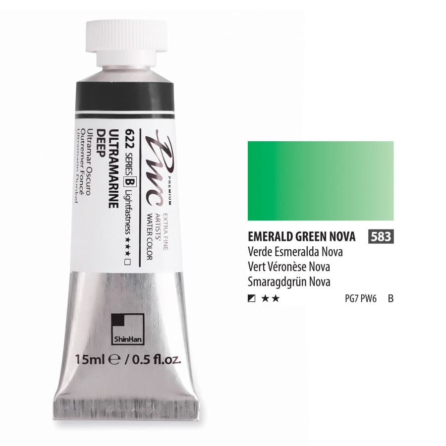 آبرنگ فوق آرتیست شین هان PWC سری B رنگ (emeral green nova583) — تصویر ۲