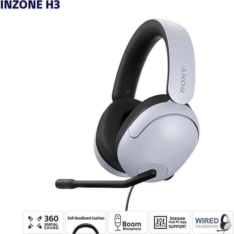 هدست با سیم Sony InZone H3 مناسب PS5 – سفید — تصویر ۴