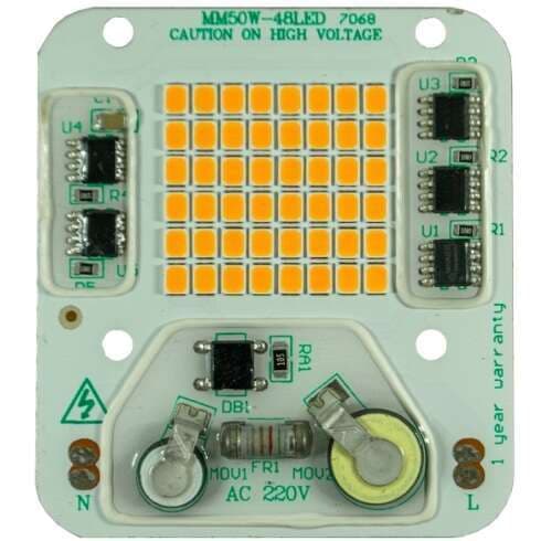 LED DOB سفید آفتابی 50W 220V پروژکتوری با درایور داخلی سایز 6052 دارای مدار حفاظتی Anti Surge