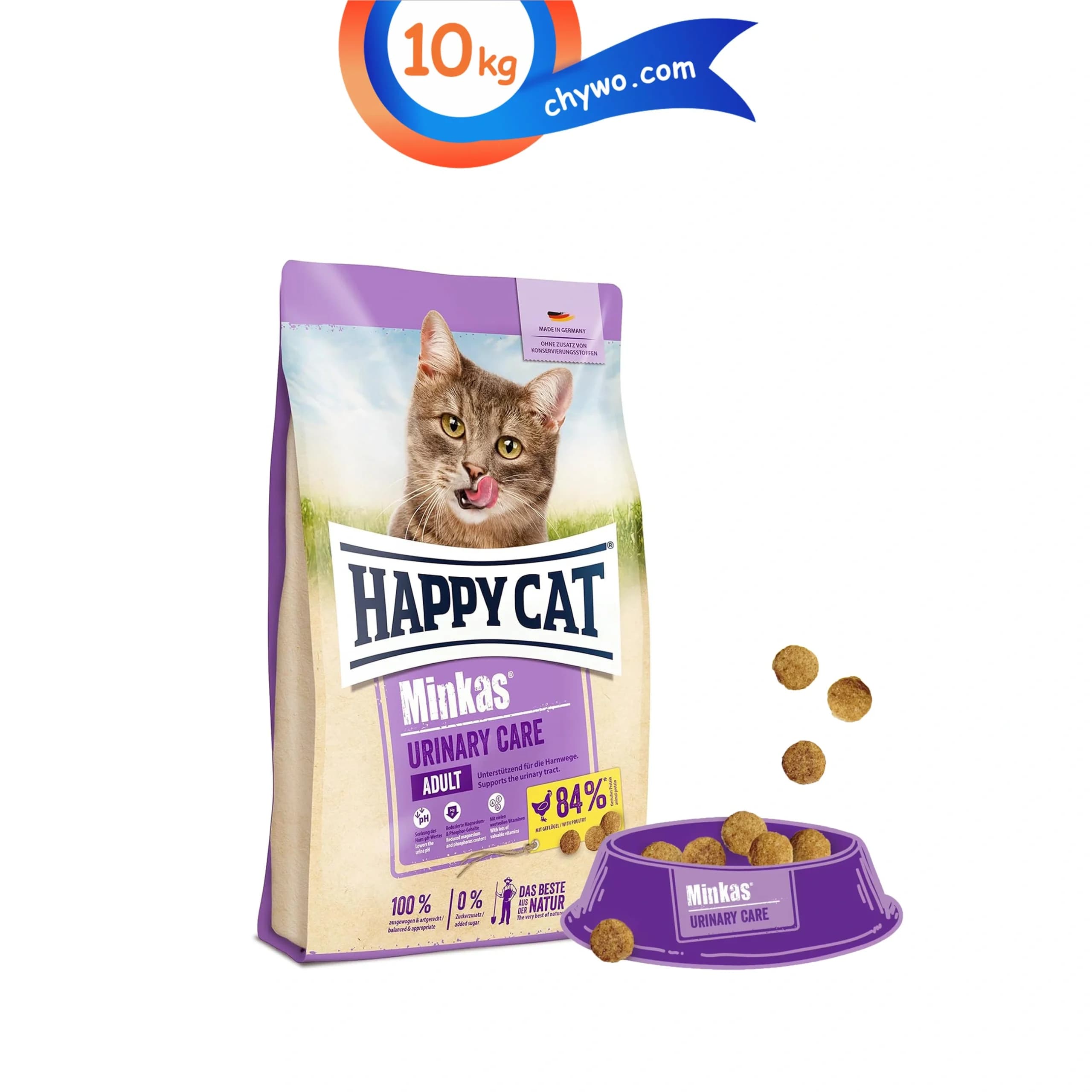 غذای گربه هپی کت یورینری مینکاس طعم مرغ وزن 10 کیلوگرم Happycat Minkas Urinary Care