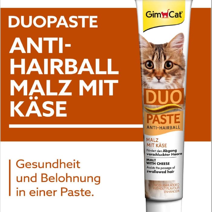 خمیر مالت گربه جیم کت طعم پنیر مدل آنتی هیربال وزن 50 گرم GimCat Duo Paste Anti Hairball — تصویر ۴