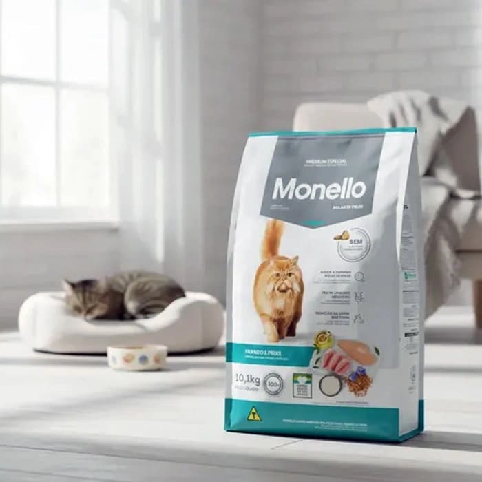 غذای خشک گربه بالغ هیربال مونلو طعم مرغ و ماهی وزن 1 کیلوگرم (زیپ کیپ فله) Hairball monello — تصویر ۲