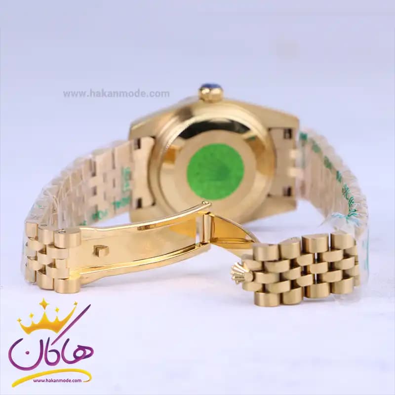 ساعت رولکس زنانه فلزی دیت جاست طلایی صفحه آبی 4042/60 — تصویر ۳