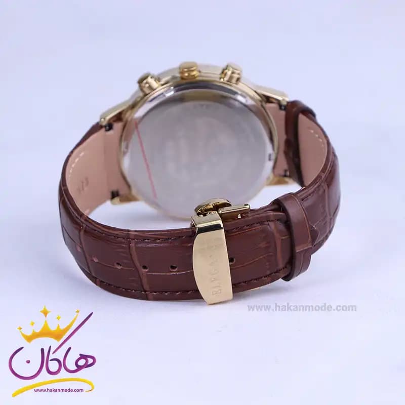 ساعت عقربه ای الگانس مردانه بند چرم قهوه ای قاب طلایی G2095/6 — تصویر ۲