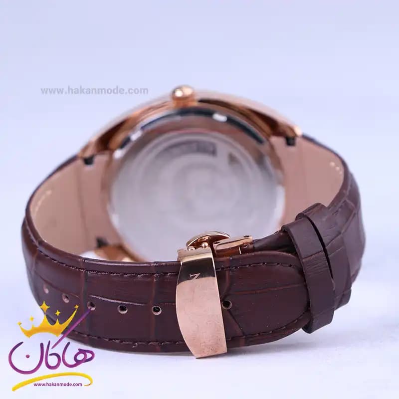 ساعت مچی رومانسون مردانه بند چرم قهوه ای صفحه سفید G 2092/6 — تصویر ۲