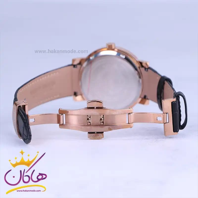 ساعت عقربه ای رومانسون مردانه بند چرم قاب رزگلد G 2093/5 — تصویر ۳