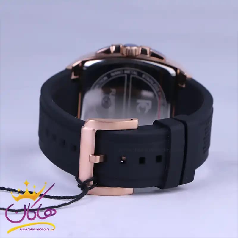 ساعت مچی فروچی مردانه بند رابر مشکی قاب رزگلد مربع FC03297/03 — تصویر ۲
