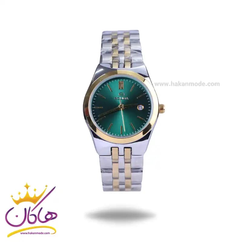 ساعت مچی ست سولیدا استیل نقره ای طلایی صفحه سبز 2140 — تصویر ۲