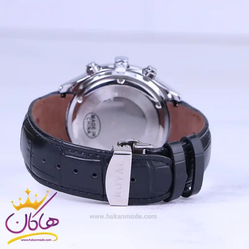 ساعت مچی الگانس رویال مردانه بند چرم مشکی ER2127/1 — تصویر ۳