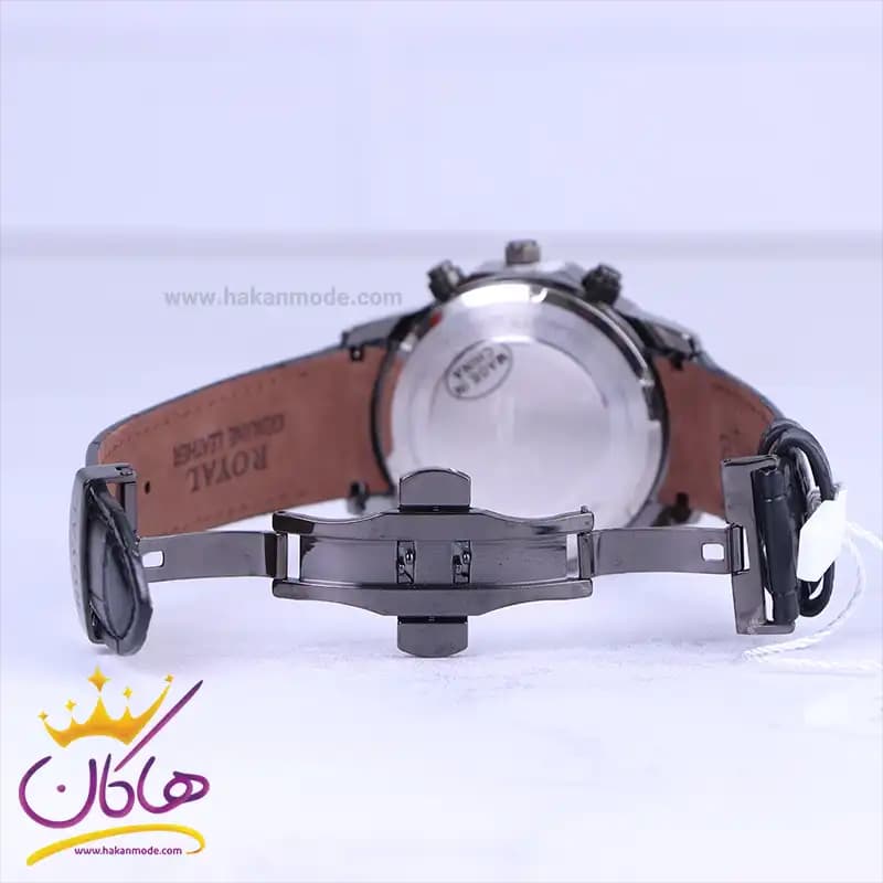 ساعت الگانس رویال مردانه بند چرم صفحه قهوه ای ER2124/2 — تصویر ۳
