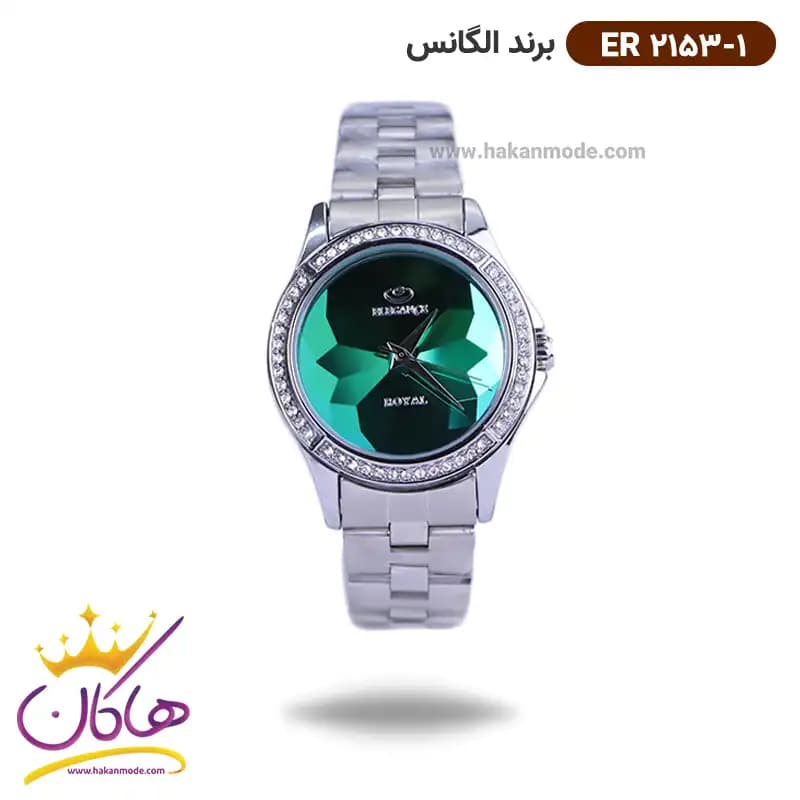 ساعت الگانس زنانه بند استیل نقره ای صفحه سبز ER 2153/1