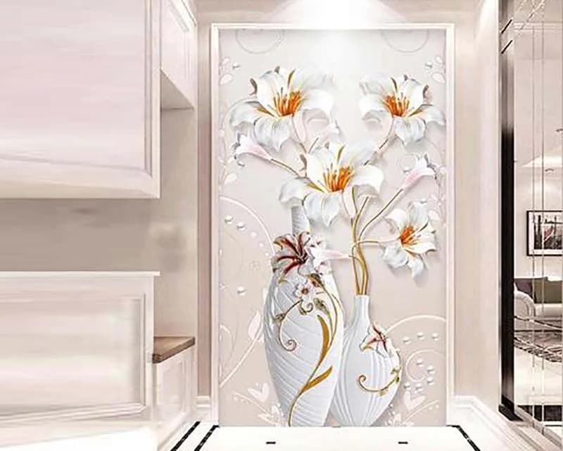 پوستر دیواری سه بعدی گل و گلدان — تصویر ۲