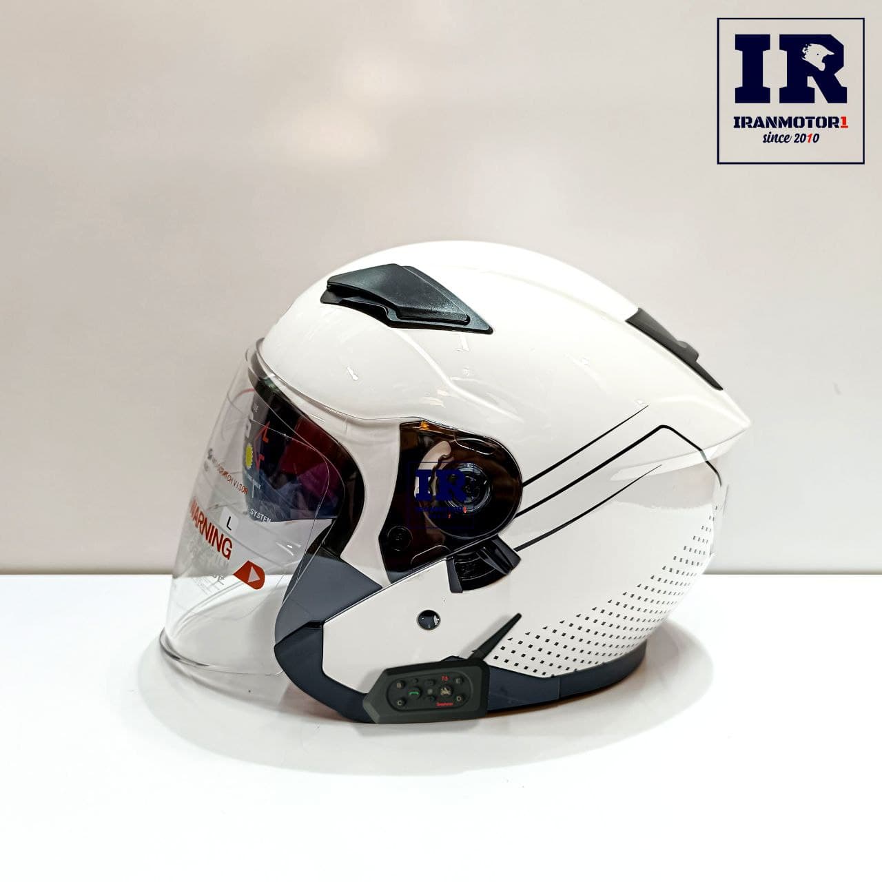 کلاه کاسکت بلوتوث دار بدون فک ردلاین redline کد 956 – سفید مشکی + T6