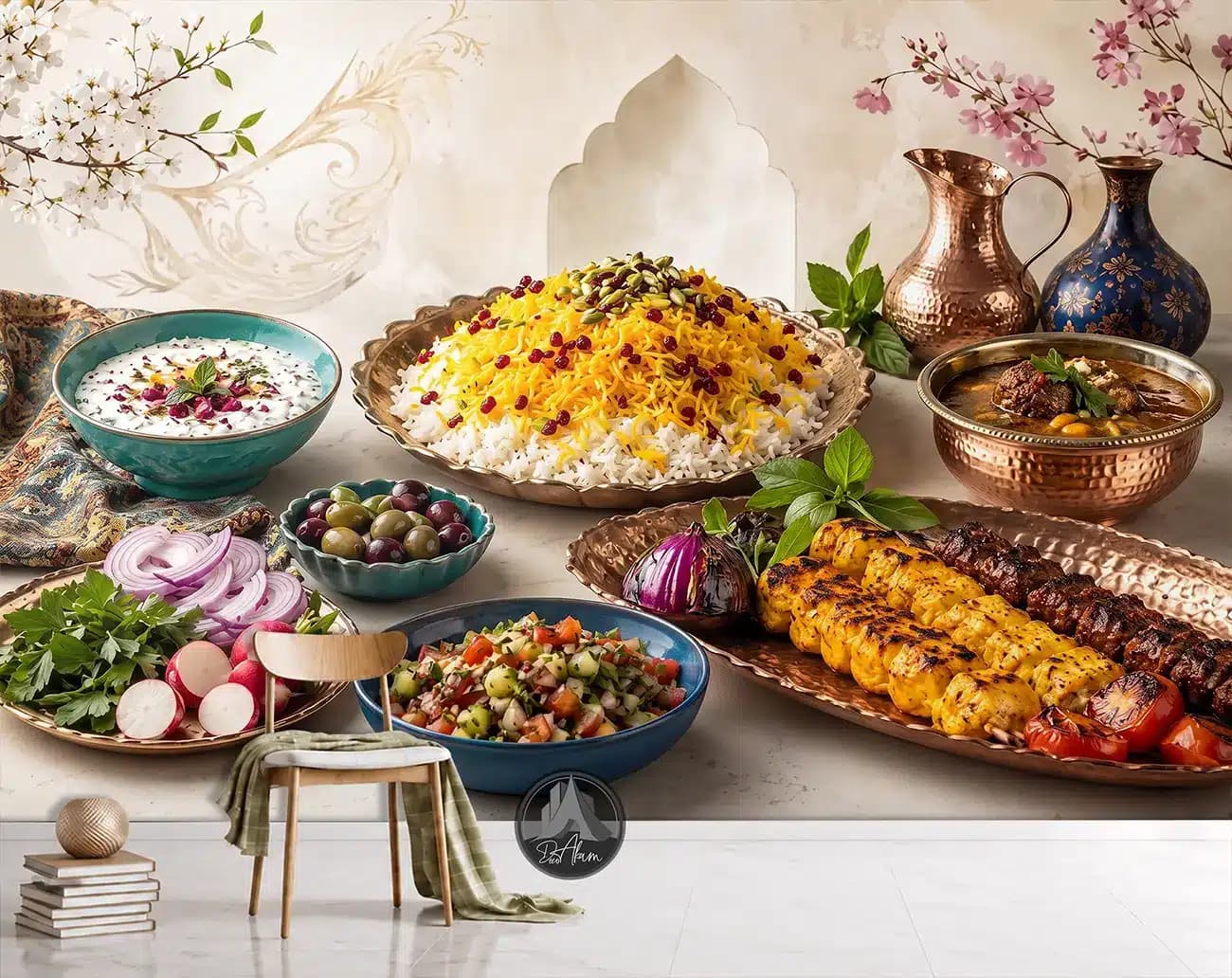 پوستر دیواری چلوکباب و جوجه با زمینه روشن کد DA-(1152) | دکور رستوران ایرانی — تصویر ۴