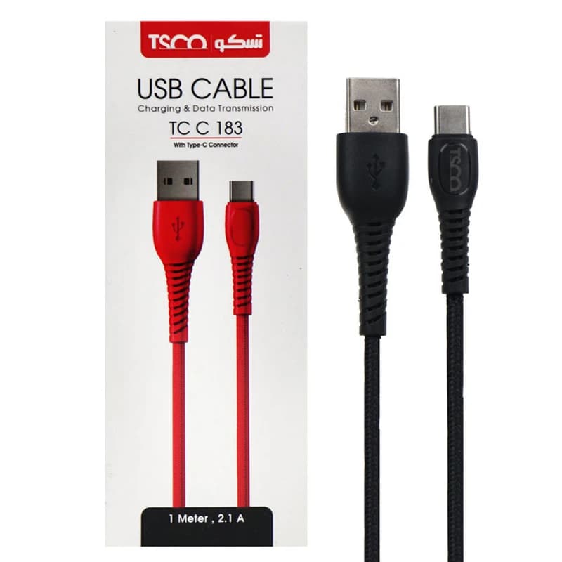 کابل تبدیل USB به USB-C تسکو مدل TC 183 طول 1 متر رنگ قرمز کد m17914 — تصویر ۲
