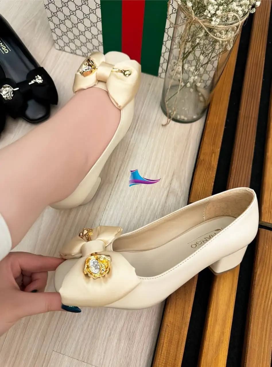 کفش مجلسی پاشنه 3cm (کرم) کد 4524