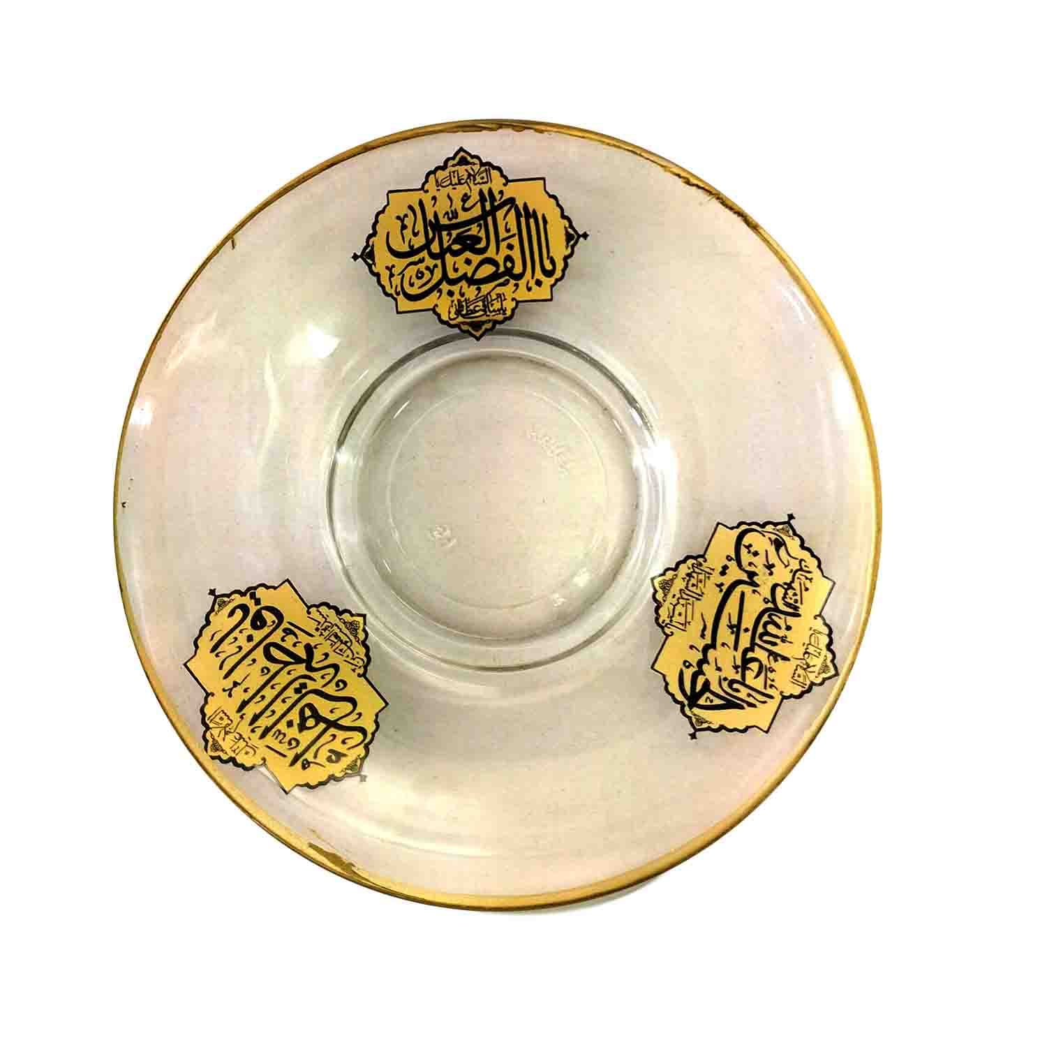 استکان و نعلبکی قطر 14-مذهبی هیئتی طرح ترک لب طلایی تذهیب مدل یا اباعبدالله الحسین ع-6تایی کد 103904 — تصویر ۳