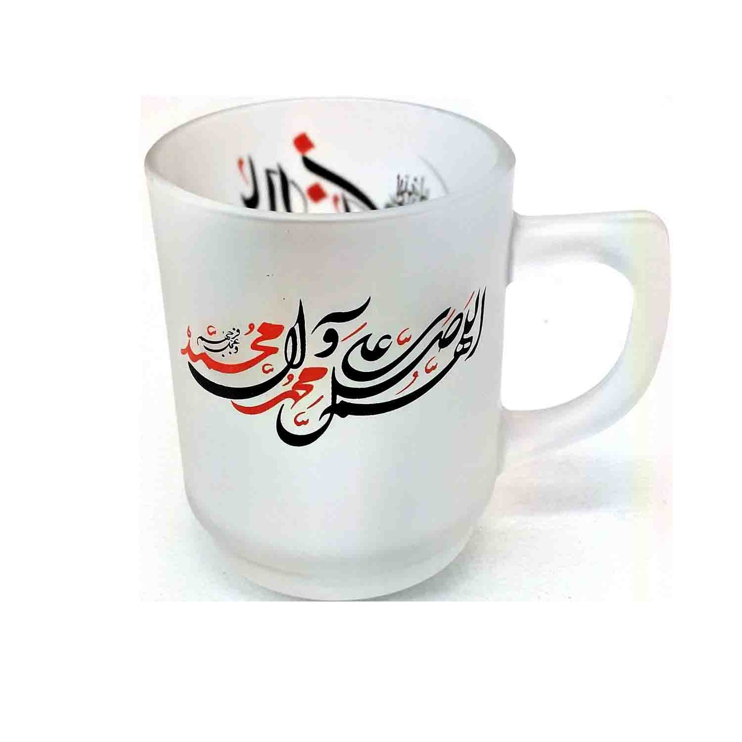 لیوان شیشه ای دسته دار مات طرحهای متنوع مهدوی-ماگ مات مذهبی قطر دهانه 7 ارتفاع 9سانت کد 103898 — تصویر ۵