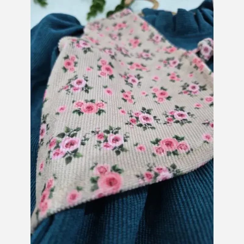 پیراهن و ژیله مخمل کبریتی دخترانه بچگانه — تصویر ۳