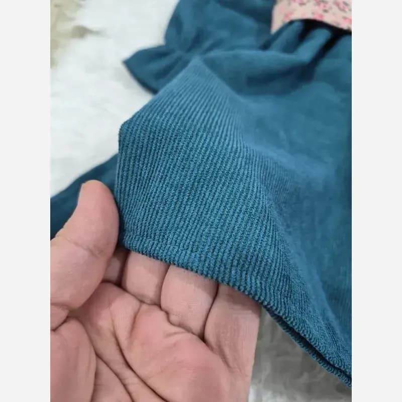 پیراهن و ژیله مخمل کبریتی دخترانه بچگانه — تصویر ۴