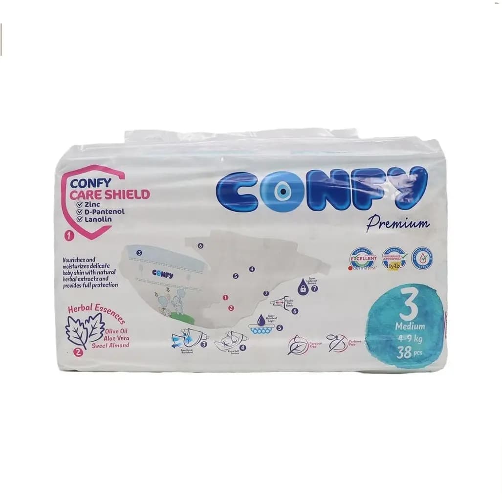 پوشک بچه کانفی (دوبل) سایز 3 بسته 38 عددی – Confy Premium — تصویر ۳