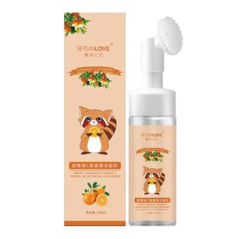 فوم شستشو صورت براش دار سیلیکونی Sersanlove peach cleansing foam حجم ۱۵۰ گرم