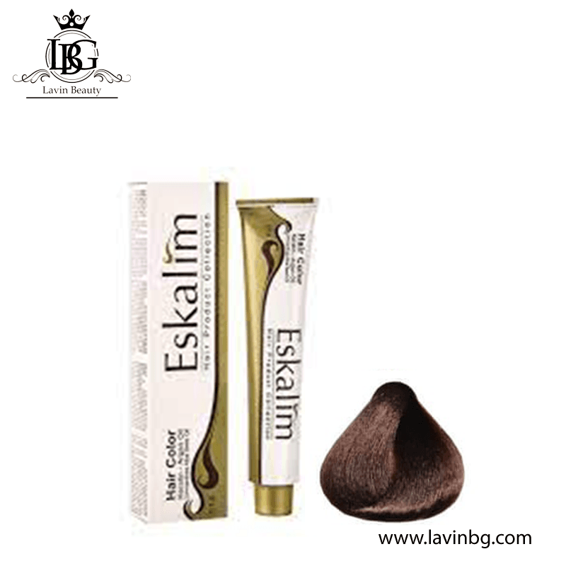 رنگ مو اسکالیم سری فندقی شماره 4/42 رنگ قهوه ای فندقی متوسط حجم 100 میل – ESKALIM