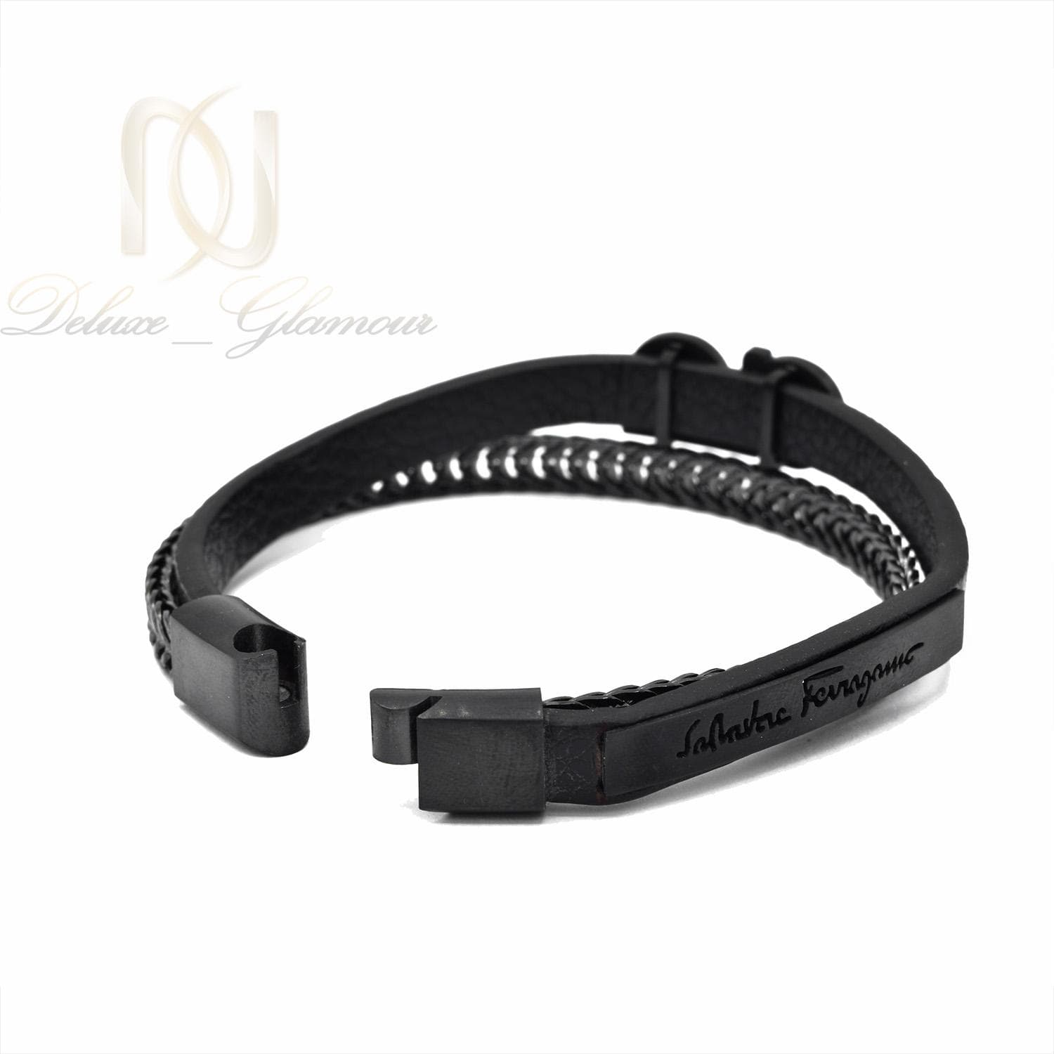 دستبند مردانه چرم طرح ferragamo اسپرت ds-n490 — تصویر ۳